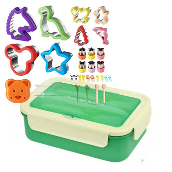 Bento Lunch Box & Accessory Kit for Kids - 32 Pieces - Green image 0