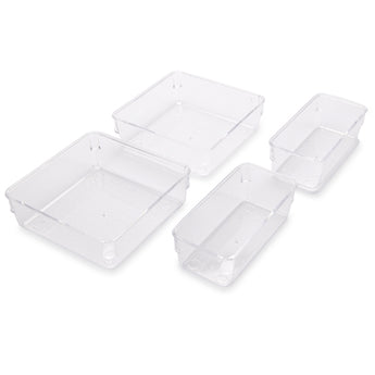 Home Guru Clear Plastic Drawer Organiser Set - 4 Pack image 0