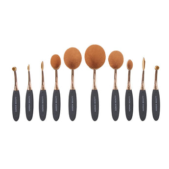 Nordik Beauty Rose Gold Oval Makeup Brush Set - 10 piece image 0