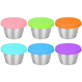 Kitchen Kult Stainless Steel Snack and Sauce Containers with Lids - 6 Pack image 0