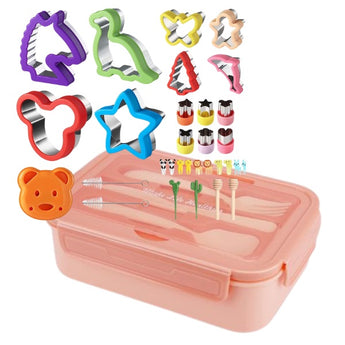 Bento Lunch Box & Accessory Kit for Kids - 32 Pieces - Pink image 0