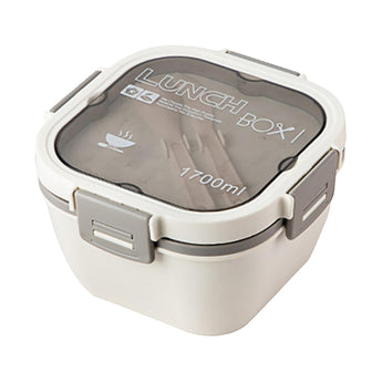 Kitchen Kult Stackable Bento-Style Lunch Container - White & Grey - 1700ml image 0