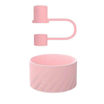 Tumbler Accessory Set - Protective Silicone Boot & Straw Cover - Pink image 0