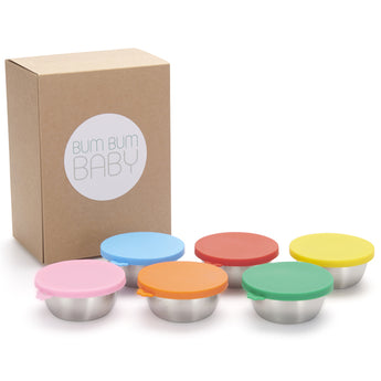 Bum Bum Baby Stainless Steel Snack Lunch Containers with Lids - 6 Pack image 0