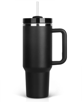 Kitchen Kult Insulated Stainless Steel Tumbler with Handle and Straw image 0