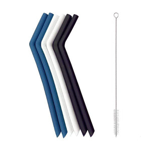 Kitchen Kult Reusable Silicone Eco Drinking Straws & Cleaning Brush image 0